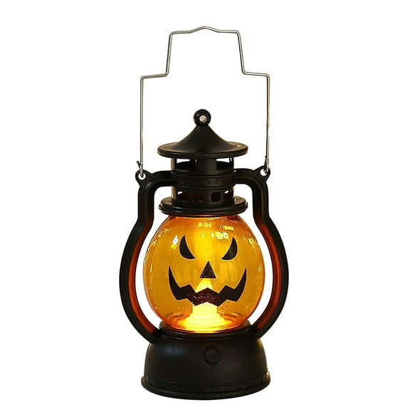 PALIFEUR Halloween Pumpkin Lantern, Jack O Lantern Pumpkin with Handle-Ropes, light up Pumpkin Lanterns for Outdoor Halloween Decorations, (5 x 3.3 Inch)