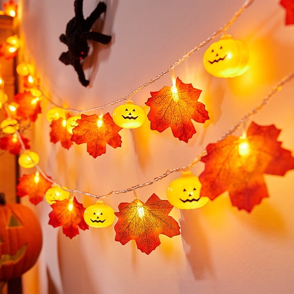 PALIFEUR Halloween Pumpkin Lights, 59 Inch Fall Pumpkin String Lights for Fall Decor, Led Maple Leaf Pumpkin Lights for Halloween Decorations Thanksgiving Holiday Decorations