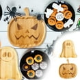 thumbnail image 1 of PALIFEUR Halloween Wooden Snack Serving Tray Pumpkin Ghost Shaped Food Plates for Nut Candy Fruit, Halloween Thanksgiving Supplies, 7.48 x 7 Inch, 1 of 6
