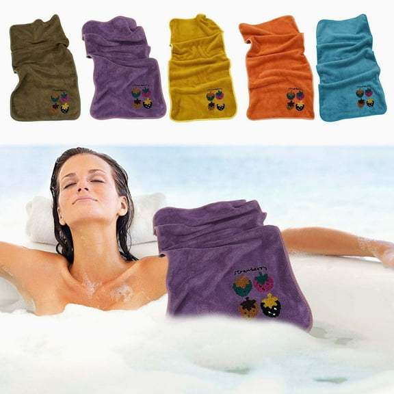 PALIFEUR Hand Towels for Bathroom 29.5x13.8", Highly Absorbent Soft Bath Towels Cotton Strawberry Print Towels Quick-Drying Wash Cloths, Face Towels for Bathroom, Gym, Shower, Hotel(Yellow)