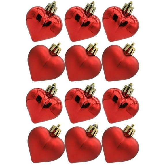 PALIFEUR Heart Christmas Ball Ornaments - 12pcs Christmas Ornaments for Xmas Tree, 1.9"/5cm Shatterproof Christmas Tree Ornaments Gifts for Holiday Party Christmas Decorations