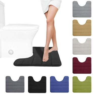 PALIFEUR Memory Foam Toilet Rug, Non-Slip Bathroom Rugs, Toilet Rugs U Shaped Washable, Commode Contour Rug, Soft Comfortable Super Water Absorption