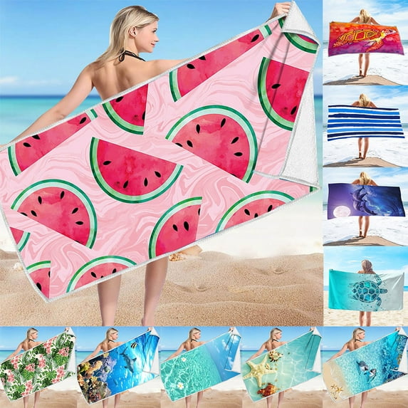 PALIFEUR Microfiber Beach Towel, Sandproof Lightweight Beach Towels Oversized, Soft Quicks Dry Beach Blanket with Printing Pattern for The Seaside Beach Swimming Pool, 27x59 Inches