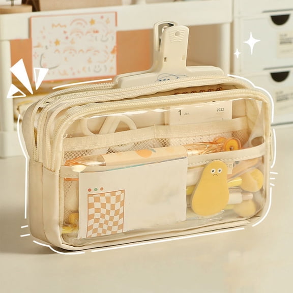 PALIFEUR Pencil Case Large Capacity Pencil Pouch with Clear Window, Multi-layer Aesthetic Pen Bag, Sturdy Multifunctional Pencil Bag, Pencil Box, 8.26 x 5.1 x 1.96 Inch