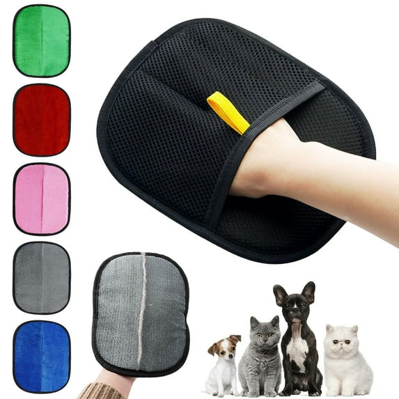 PALIFEUR Pet Hair Removal Gloves, Reusable Electrostatic Pet Cats/Dog Hair Remover Grooming Gloves, 7.3 x 7.3 Inch Hair Remover Tool for Couch, Furniture, Carpet, Car Seat