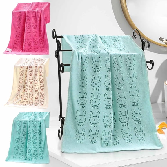PALIFEUR Rabbits Microfiber Towels, Soft Highly Absorbent Bath Towels, Lightweight Premium Towels Quick Drying Towels for Bathroom, Body, Sport, Yoga, SPA, Fitness, 29.5x13.8"-Green