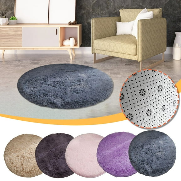 PALIFEUR Round Rug 39x39" Non-Slip Soft Rugs for Living Room Plush Fluffy Washable Circle Area Rug, Shaggy Tufted Bedroom Floor Carpet Rugs for Bedroom Living Room Home Decor, Purple