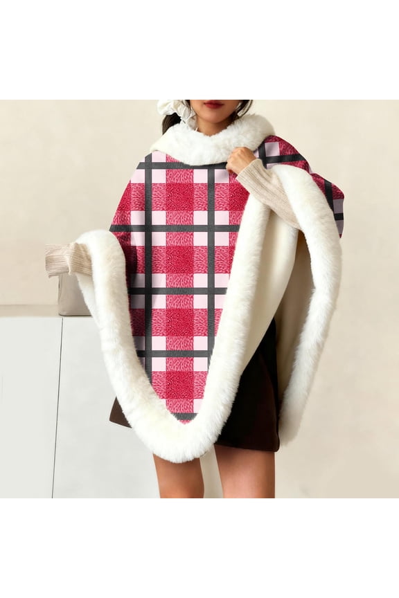 Shawl Wraps for Women Warm Cozy Plaid Knitted Sweater Shawl with Zipper Elegant Open Front Poncho Scarf Blanket Fall Winter Cardigan Pashmina Wraps, 64 x 34 Inch