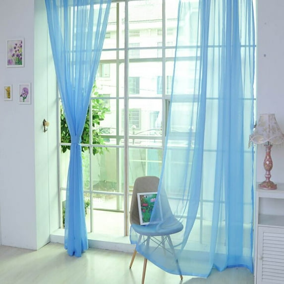 PALIFEUR Sheer Curtains 78.8 Inches Long 2 Panels Set, Transparent Window Curtains for Living Room Bedroom, Rod Pocket Voile Curtain & Drapes, Wathet, 31.5" x 78.8"