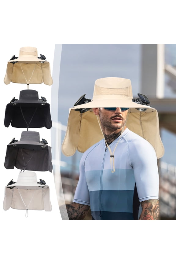 Solar Fan Hat Outdoor Solar Powered Fan Lightweight Hat Hat With Fans Solar Power Water Proof Wide Sun Hat for Beach Camping