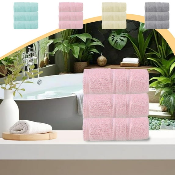 PALIFEUR Solid Color Cotton 4 Piece Bath Towels for Bathroom Beach Towels Thick Soft Absorbent Towels 13x30 inch Wash Cloths Embroidered Decorative Bathroom Towels
