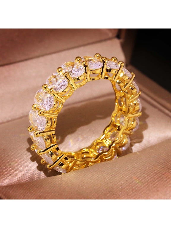 PALIFEUR Sparkling Cubic Zirconia Statement Ring for Women, Chunky Dome Party Jewelry, Perfect Birthday Gift