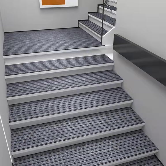 PALIFEUR Stair Treads for Wooden Steps, 7 Pcs Soft Stair Treads, 8x30" Striped Reusable Carpet Stair Treads, Washable Stair Runners for Wooden Steps Non Slip