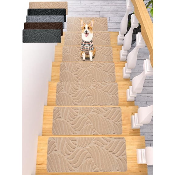 PALIFEUR Stair Treads for Wooden Steps, Soft Stair Treads, 7.4x21" Reusable Carpet Stair Treads, Washable Stair Runners for Wooden Steps Non Slip