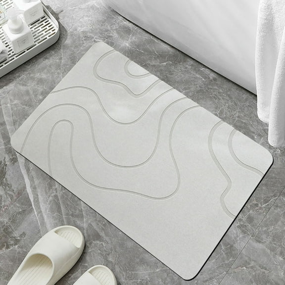 PALIFEUR Stone Bath Mat, 16x24" Quick Drying Diatomaceous Earth Bath Mat Super Absorbent Non Slip Stone Bath Mats Washable Rug for Bathroom Floor Kitchen Shower, White