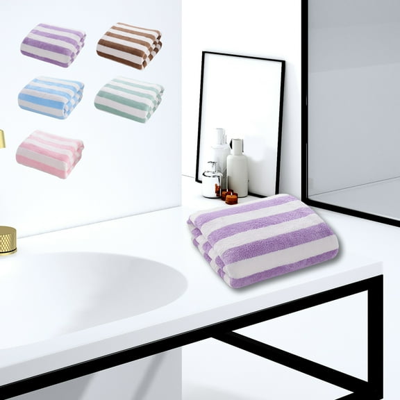 PALIFEUR Striped Cotton Bath Towels, Lightweight Highly Absorbent Towels for Bathroom, Quick Drying Premium Towels for Beach, Spa, Gym, Shower, Hotel, 13.38×29.9", B#Pink