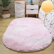PALIFEUR Super Soft Oval Area Rugs for Bedroom, Oval Rugs for Living Room Bedroom, 31x47 Inch Washable Rug, Non-Slip Braided Rugs, Oval Rug