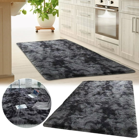 PALIFEUR Tie-Dyed Area Rug, 16x24" Ultra Soft Fuzzy Rugs for Living Room, Plush Shaggy Tufted Living Room Rug Microfiber Fluffy Furry Carpet Rugs for Bedroom Indoor Room Home Decor-Black