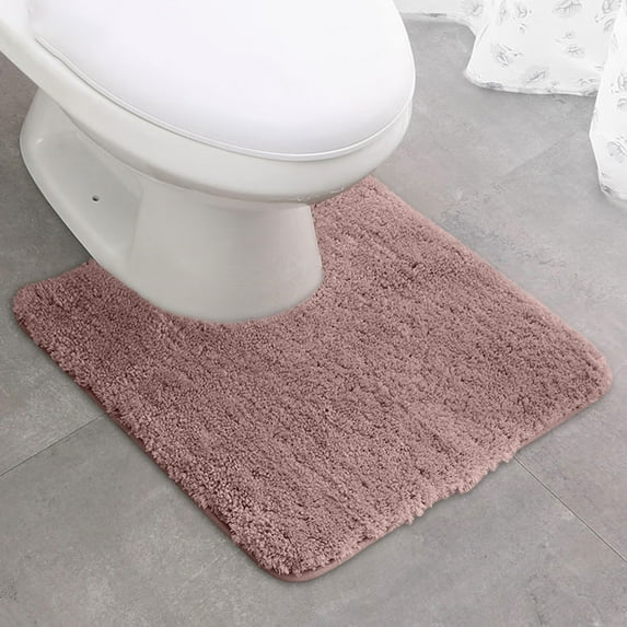 PALIFEUR Toilet Rug U-Shaped, 20x20" Extra Soft Absorbent Bathroom Rugs for Toilet Quick-Drying Non-Slip Bathroom Mat, Thicker Machine Washable Bath Mats for Bathroom, Pink