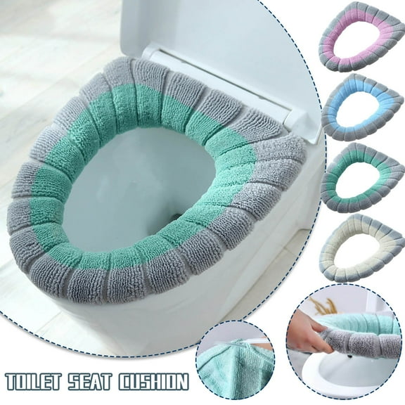 PALIFEUR Toilet Seat Cushion, Soft Thicker Knitting Cotton Bathroom Toilet Seat Cover, Non Slip Warmer Comfortable Seat Cushions with Memory Foam, Washable Reusable Toilet Seat Covers