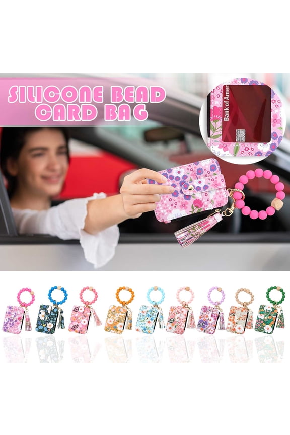 Wallet Women, Wallet Keychain Wristlet for Women, Slim Credit Card Holder Wallet, Fashion Tassel Keychain Bangle Key Ring Purse for Women ( 18 Kinds of Prints Wallets)