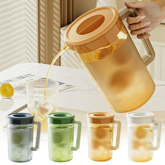 PALIFEUR Water Pitcher with Lid, 2 L Plastic Pitcher for Tea & Juice Water, Hot/Cold Water Jug, Tea Pitcher, Juice Pitcher for Kitchen Living Room, 8.9 x 4.8 Inch