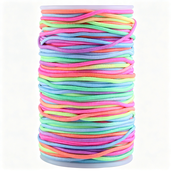 PALINO 1.5Mm Elastic Cord for Jewelry Making,Rainbow Stretch Bracelet String for Pony Beads,Letter Beads&Heishi Beads,Bracelets,Necklaces&Crafts,60 Yards