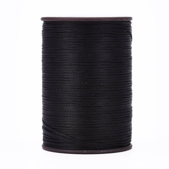 PALINO 1Roll Flat Waxed Thread String Micro Macrame Cord for Leather Sewing Stitching Black 0.8Mm about 109.36 Yards(100M)/Roll Black Sewing Thread