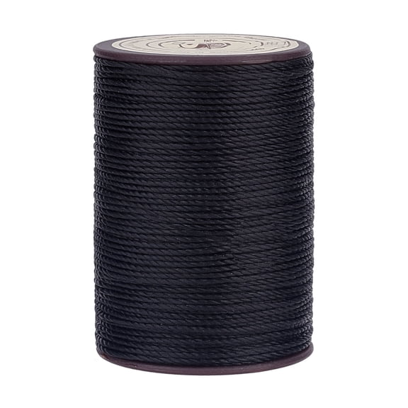 PALINO 1Roll Round Waxed Polyester Thread String Micro Macrame Cord Twisted Cord for Leather Sewing Stitching Black 0.8Mm