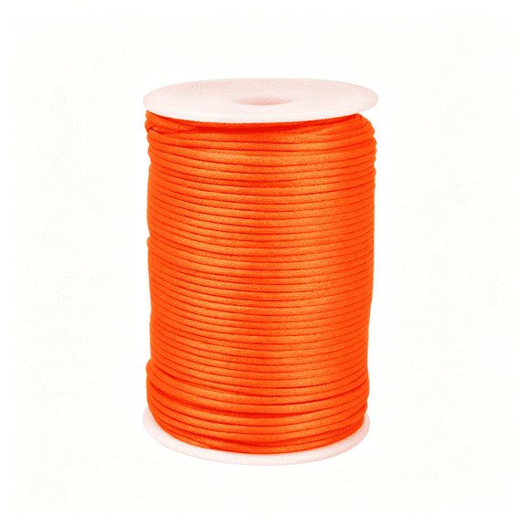 PALINO 2.0 Mm X 110 Yards Nylon Satin Cord Beading Braided Thread String for Chinese Knotting Rattail Macrame Bracelets Necklaces Jewelry Making Star Large Hole Kandi Bead(Orange)