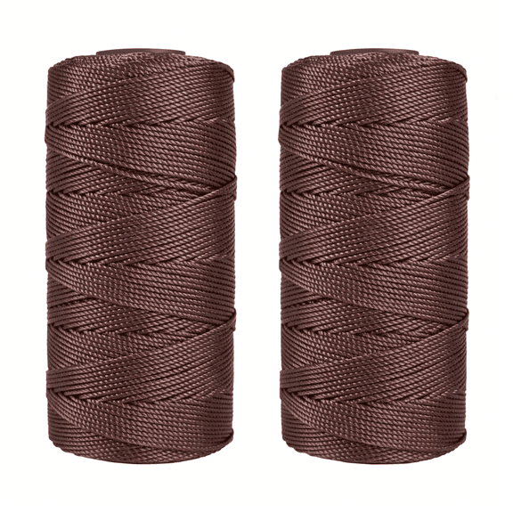 PALINO 2 Pcs Strong Nylon Yarn, Each 100G-3Ply-1.5Mm-200M, Crochet Yarn for Bags/Shoes/Plant Support/Gardening/Diy (Light Brown)