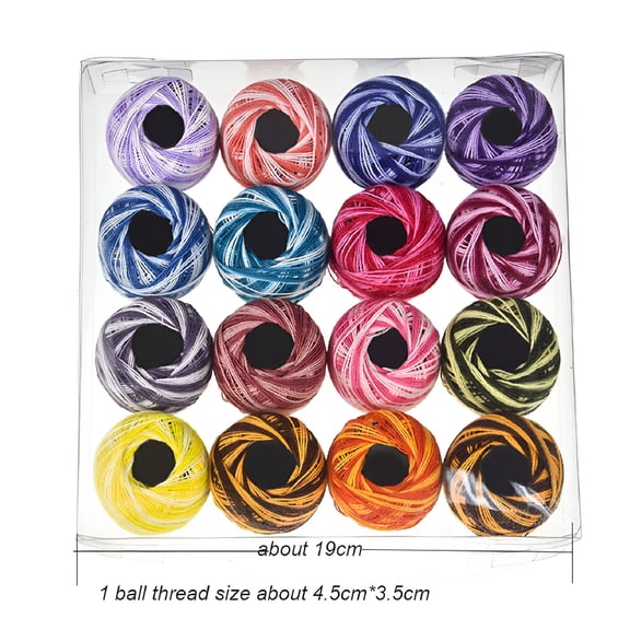 PALINO 2026 New 16 Pcs Crochet Cotton Yarn Balls Stitch Needlepoint Hand Embroidery Knitting Threads for Crochet,Knitting,Embroidery,Craft Multicolor