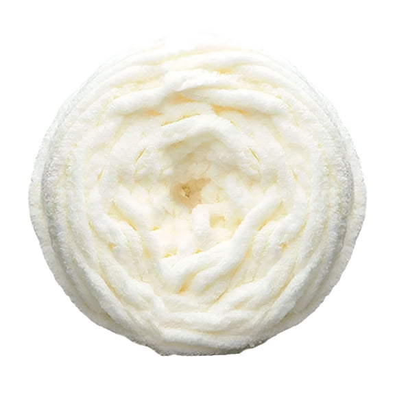 PALINO 2026 New 1Pcs Chenille Chunky Yarn Super Bulky Soft Thick Fluffy Jumbo Giant Washable Polyester Big Yarn Diy for Arm Knit Blanket Scarf Sweater Cushion Bed Sofa Home Decor,White
