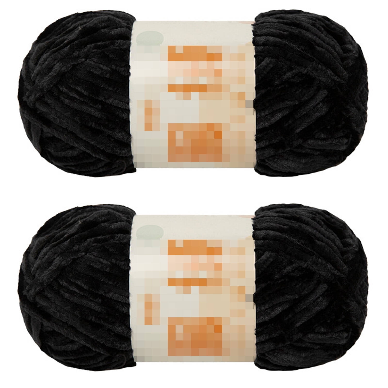 PALINO 2026 New 2Pcs Chunky Yarn Soft and Non - Shedding Chenille Yarn Versatile Craft Use Blanket Yarn for Knitting Crochet Weaving Black