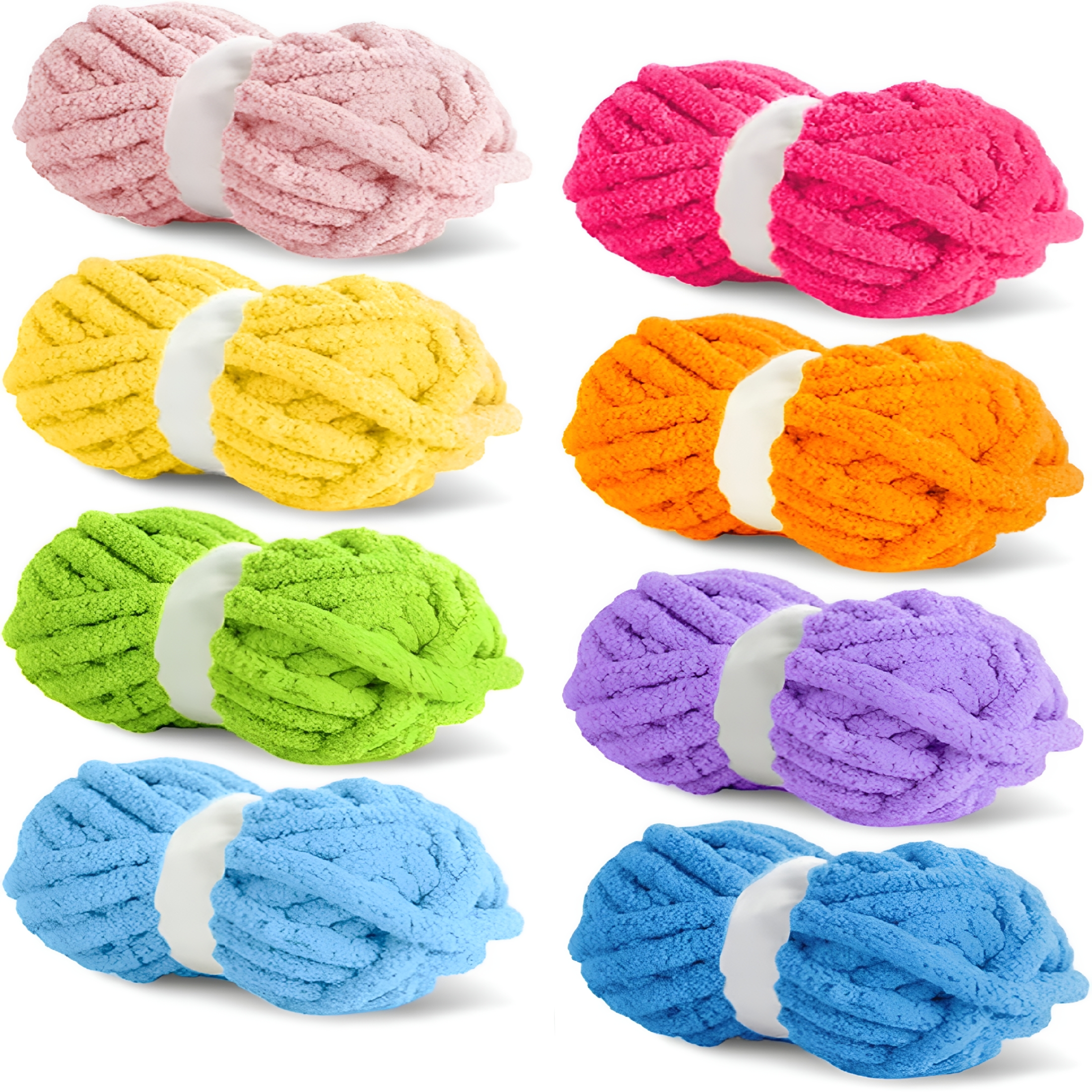 PALINO 2026 New 8 Packs Jumbo Colorful Chunky Chenille Yarn for Crocheting 8 Color Super Bulky Fluffy Chunky Yarn for Hand Knitting Blanket for Scarf,Hat,Sweater,Home Decor(27Yds,8Oz Each Skein)