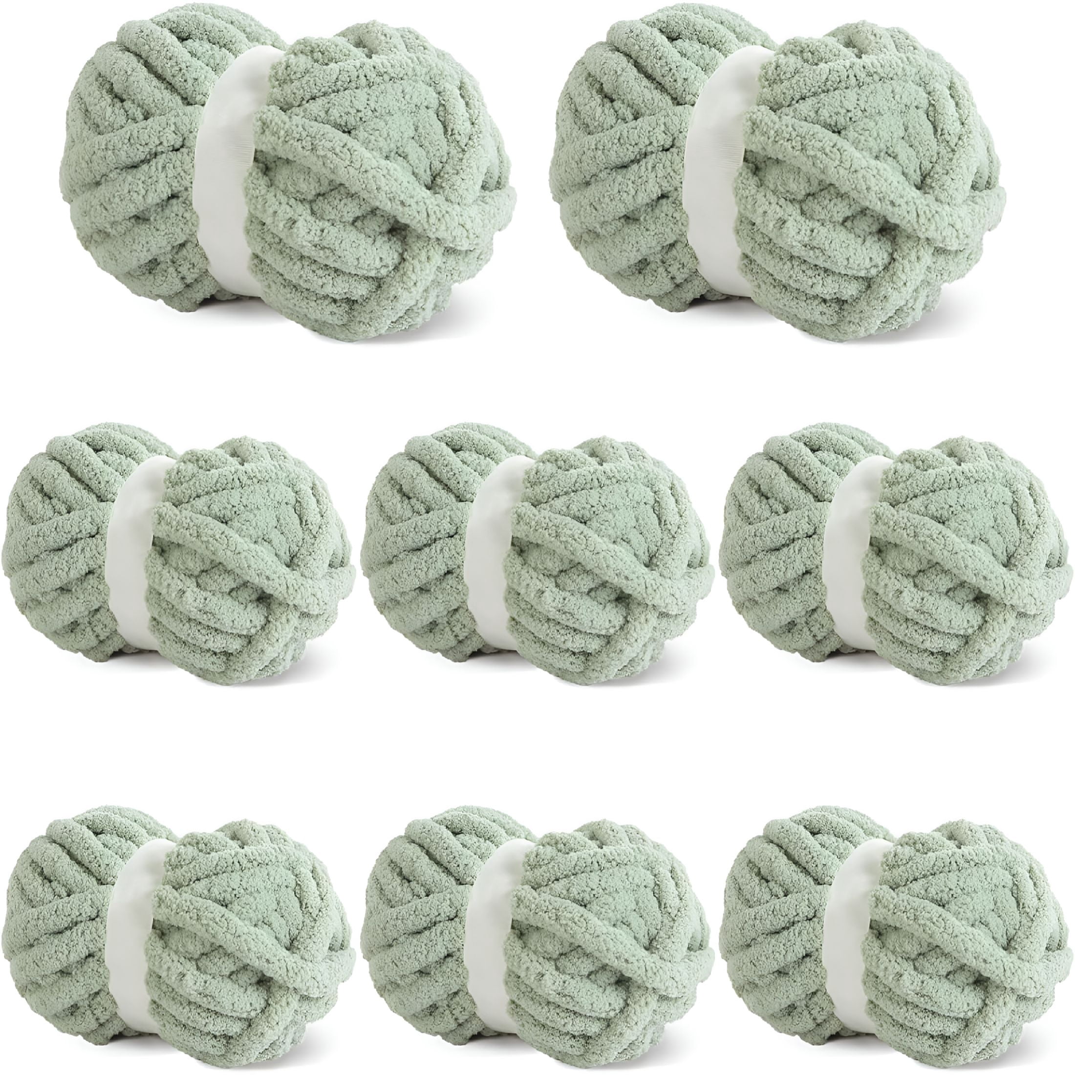 PALINO 2026 New 8Pcs Chunky Chenille Yarn for Crocheting&Knitting,27Yds 8 Oz Each Skein Soft Fluffy Knitting Yarn Set,Thick Velvet Plush Yarn for Handcrafts Weaving Making Blankets