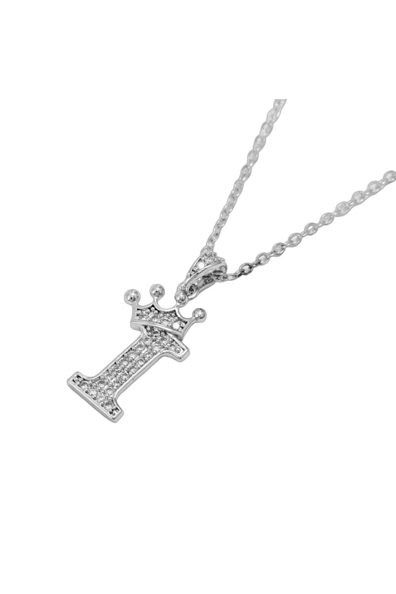 2026 New Letter Pendant Necklace Crown Letter Design Personalized Gifts for Women Platinum Plated Letter Initial Necklace Style 10