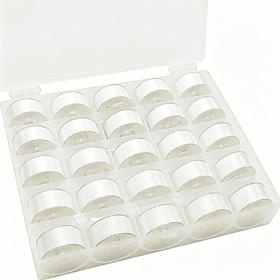 PALINO 25Pcs White 70D/2 (60Wt) Prewound Bobbin Thread Plastic Size a Sa156 for Embroidery and Sewing Machines Diy Embroidery Thread Sewing Thread