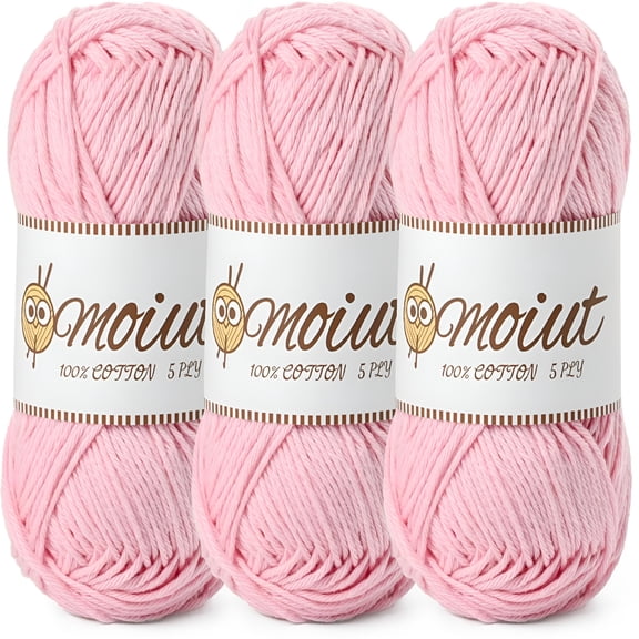 PALINO 3 Pack Cotton Yarn for Crocheting, Baby Yarn for Crocheting Soft, 393yds / 5.29oz Fluffy Amigurumi Crochet Yarn, 5 Ply 100% Milk Cotton Yarn for PuzzleSocksClothes (3 Pink)