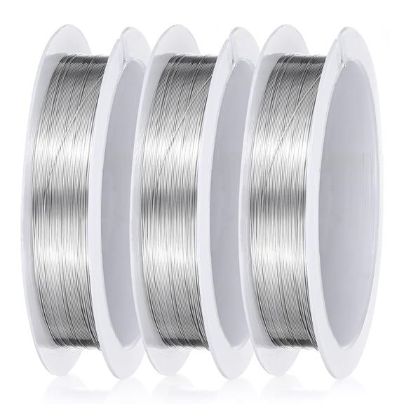 PALINO 3 Rolls 28 Gauge Wire for Jewelry Making,0.3Mm Silver Beading Copper Wires for Bracelet Earrings Necklaces Rings Pendant Flower Art Craft Projects Beading Wire