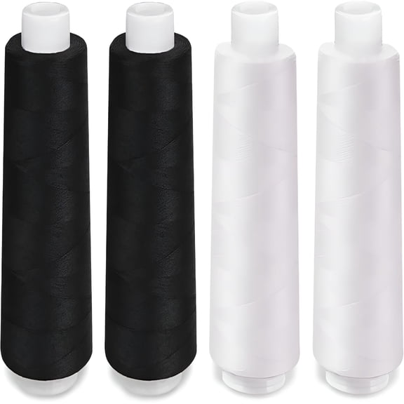 PALINO 3000 Yards White&Black Serger Thread,40S/2 Polyester Serger Thread Cones,Strong Sewing Thread for Sergers Overlock Machine