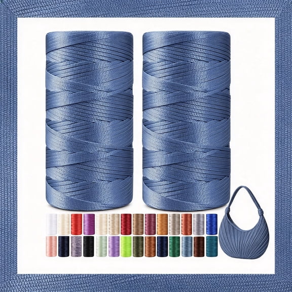 PALINO 3Mm X 540 Yds(2 X 270Yd) Flat Ribbon Macrame Cord, Polyester Crochet Yarn, for Handbag Sun Hat Shoes Shopper Bag Diy Craft Projects, Adults Easy Starter Yarn for Knitting