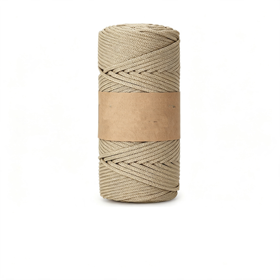 PALINO 4Mm Polyester Braided Macrame Cord 140Yards /426Feet,Elastic Yarn for Crocheting Bag Cord for Diy Crafts,Plant Hangers,Bag,And Home Decorations (Khaki)