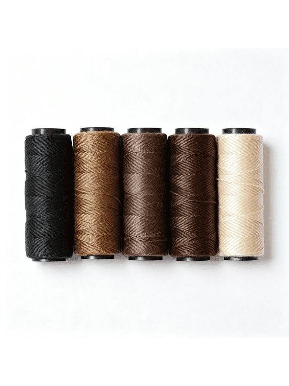 5 Rolls Sewing Threads Weaving Threads Using for Hand Sewing Hair Weft Hair Extensions Wig Diy (Black,Brown,Dark Brown,Beige,Khaki) Black Thread for Sewing