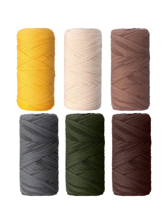 6 Pack T-Shirt Yarn for Crocheting 6X200G/400Yds Soft Elastic Fabric Thick T-Shirt Yarn for Knitting Bags, Basket, Coaster Diy Crafts Home Decor(Earth Colors)