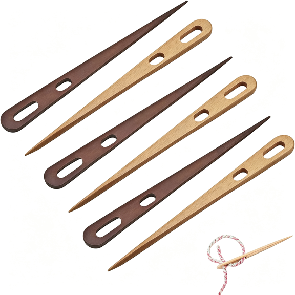 PALINO 6pcs Nalbinding Needle, Wood Multipurpose Large Two-Eyed Yarn Needles for Weaving/Knitting Handmade Binding Tool nalbinding needle weaving needle