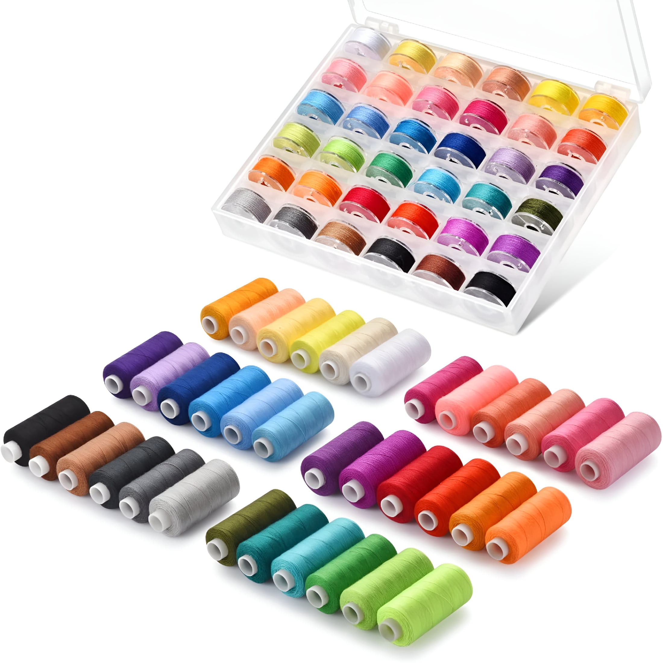 PALINO 72pcs Sewing Thread Kit, 36 Colors, 400 Yards per Spool Polyester Thread, Prewound Bobbins, Sewing Machine Threads