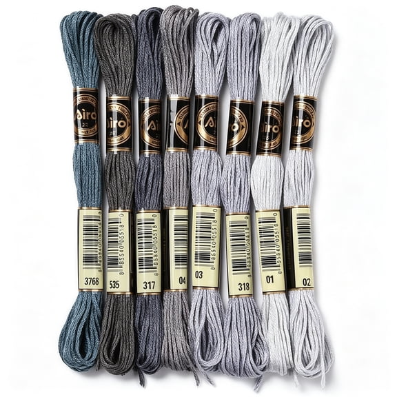 PALINO 8 Skeins 70 Yards Grey Friendship Bracelets String Embroidery Thread Floss 6 Strands Gradient Cross Stitch Bracelet Needlepoint Yarn Threads for Sewing Bracelet Making Cross Stitch Crafts