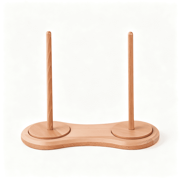 PALINO Desktop Yarn Dispenser with 2 Spindles,360 Degree Rotating Wooden Yarn Holder Stand for Crochet and Knitting,Anti Tipping Base Thread Spool Rack for Sewing Craft Organization