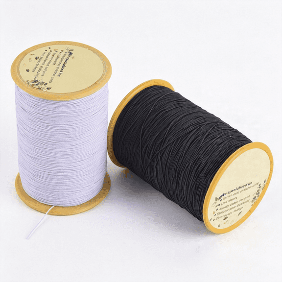 PALINO Elastic Sewing Thread for Sewing Machine,1100 Yards 0.5Mm Black&White Elastic Sewing Thread for Shirring,Smocking,Gathering,Stretchy Strings for Bracelets